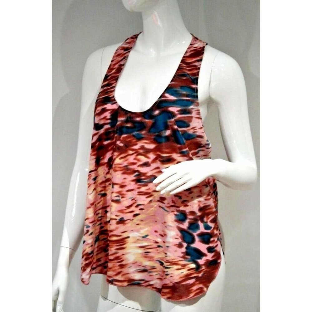 $108 W118 by WALTER BAKER Solomon RACERBACK Tank Top SCATTERED Print ( L )